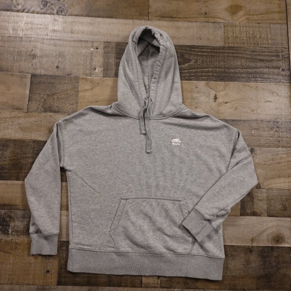 Roots Classic Logo Pullover Hoodie – Women's XS Gray